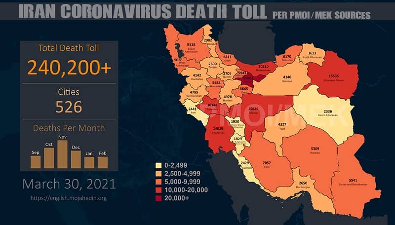 Iran: Die Todesfälle durch Coronavirus überschreiten in 526 Städten die Zahl 240 200