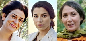 Die iranischen Menschenrechtsaktivistinnen Pakhshan Azizi, Varisha Moradi und Sharifeh Mohammadi (im Bild v.l.n.r.)